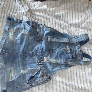 jean short overalls